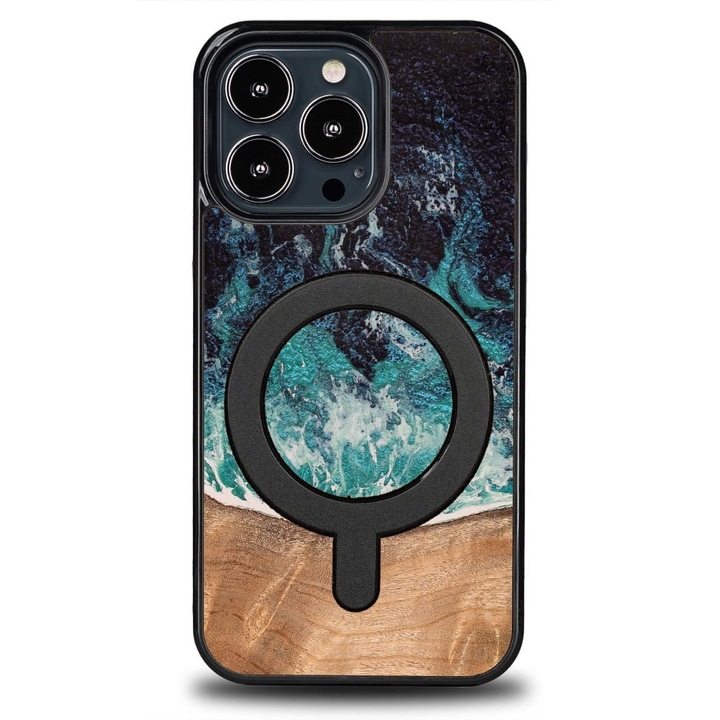 Калъф, Bewood Unique - Dream Island Magnet за iPhone 13 Pro, Синьо-Кафяви