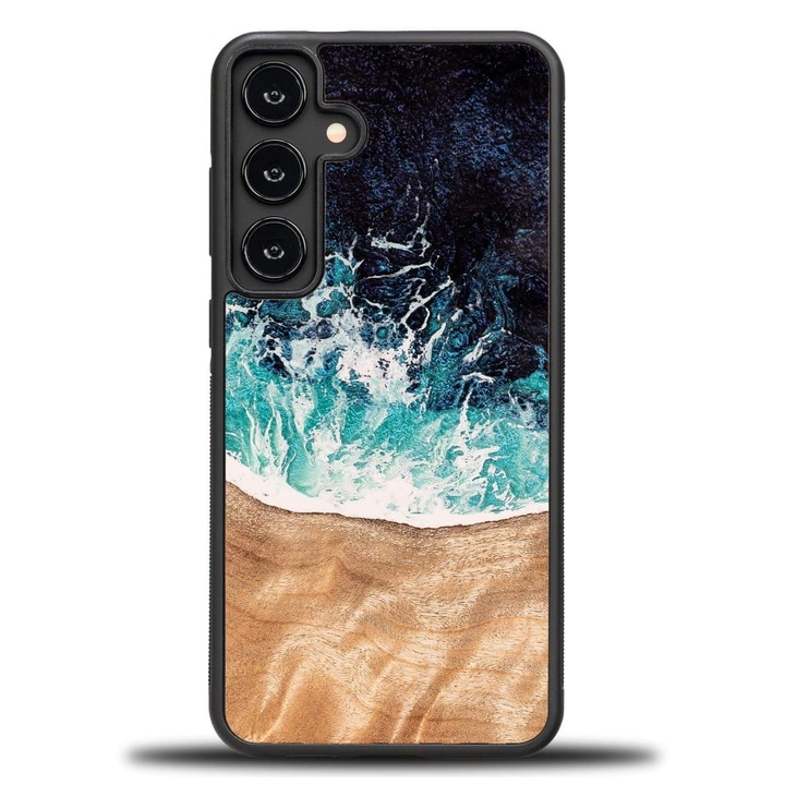 Husa, Bewood Unique - Dream Island pentru Samsung Galaxy S24 FE, Albastru-Maro