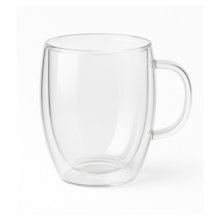 Duplafalú üvegbögre, 350 ml, fogantyúval