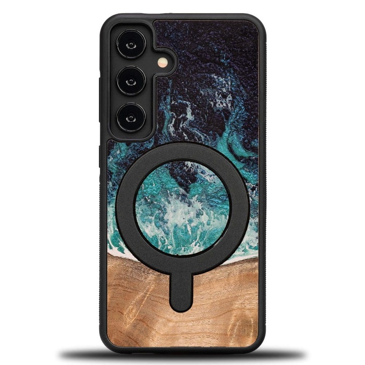 Калъф, Bewood Unique Dream Island Magnet за Samsung Galaxy S25 FE, Синьо-Кафяви