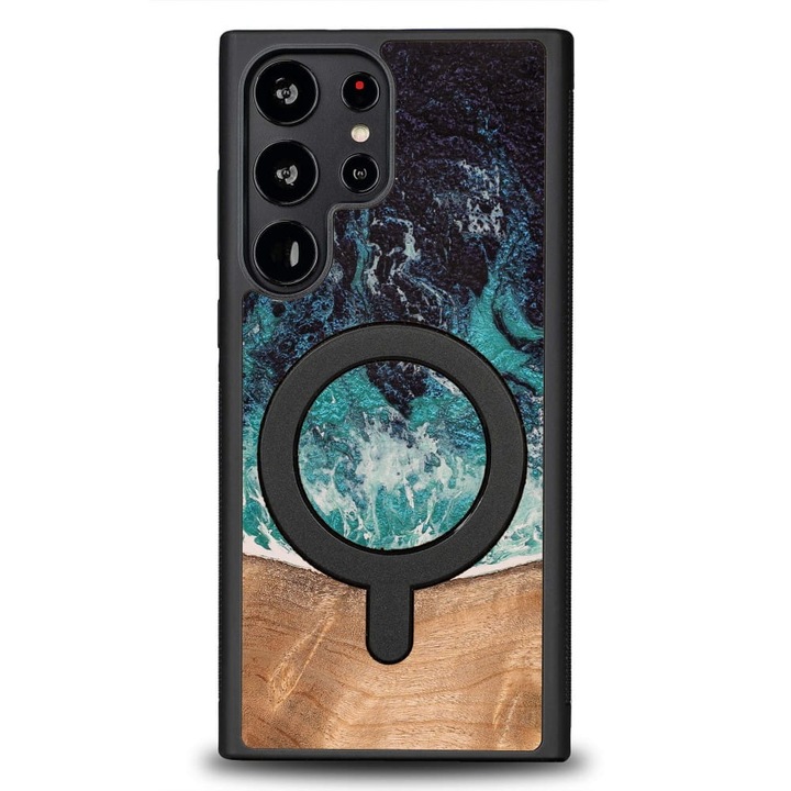 Калъф, Bewood Unique - Dream Island Magnet за Samsung Galaxy S23 Ultra, Синьо-Кафяви