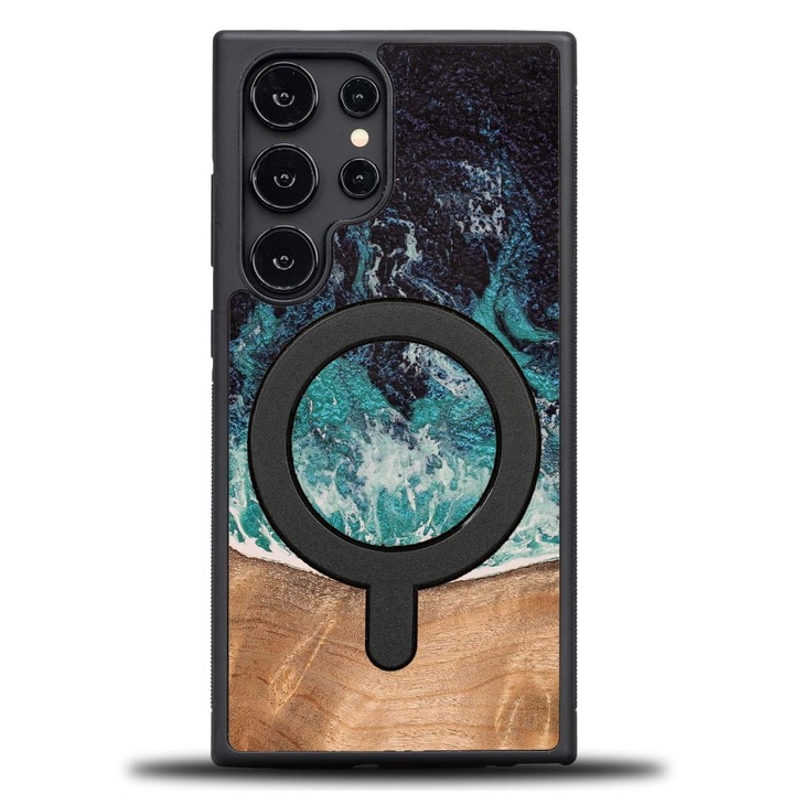 Калъф, Bewood Unique - Dream Island Magnet за Samsung Galaxy S25 Ultra, Синьо-Кафяви
