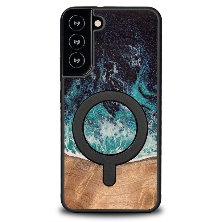 Husa, Bewood Unique - Dream Island Magnet pentru Samsung Galaxy S22 Plus, Albastru-Maro