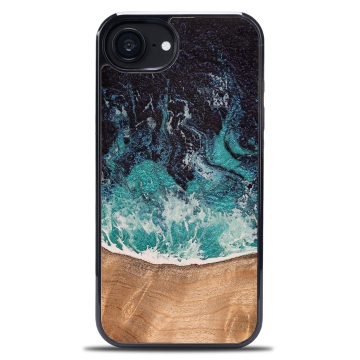 Калъф, Bewood Unique - Dream Island за iPhone 16e, Синьо-Кафяви