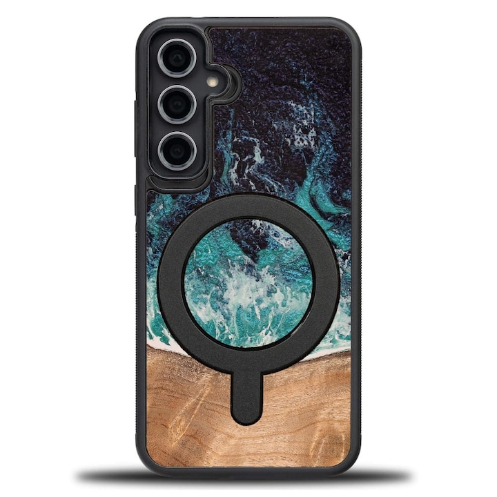 Калъф, Bewood Unique - Dream Island Magnet за Samsung Galaxy S23 FE, Синьо-Кафяви