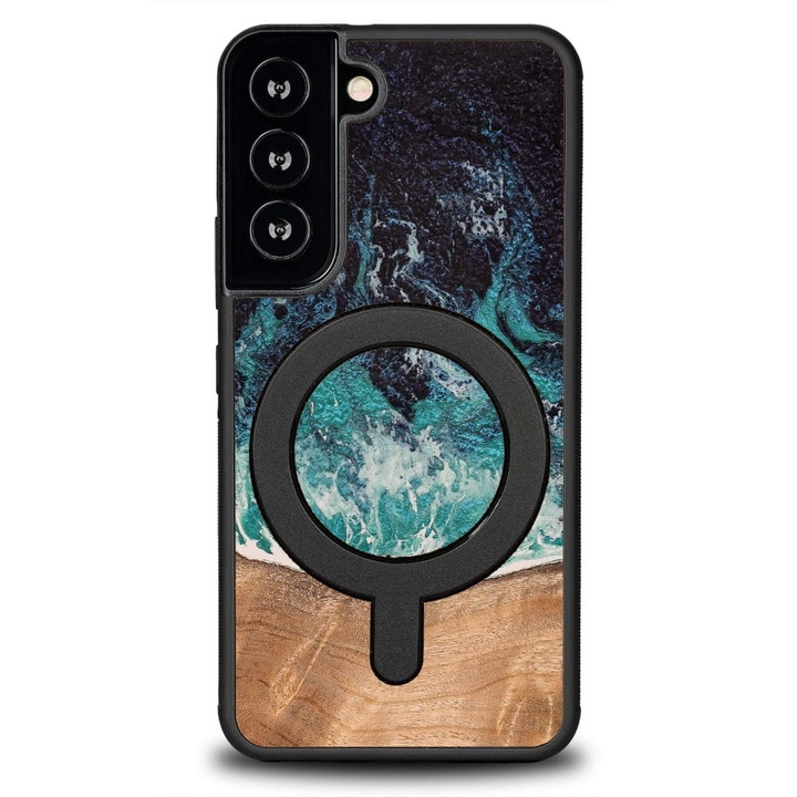 Husa, Bewood Unique - Dream Island Magnet pentru Samsung Galaxy S22, Albastru-Maro