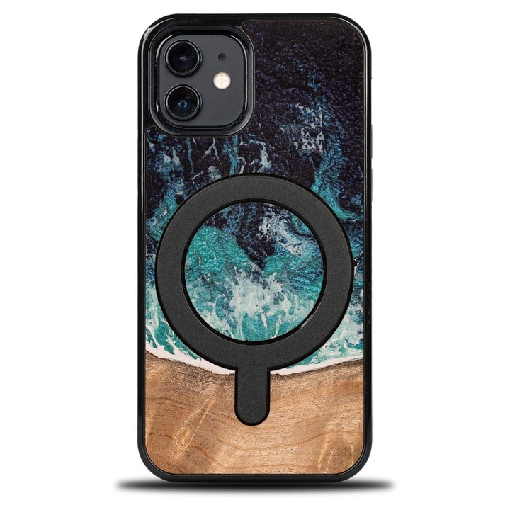 Калъф, Bewood Unique - Dream Island Magnet за iPhone 12 / 12 Pro, Синьо-Кафяви
