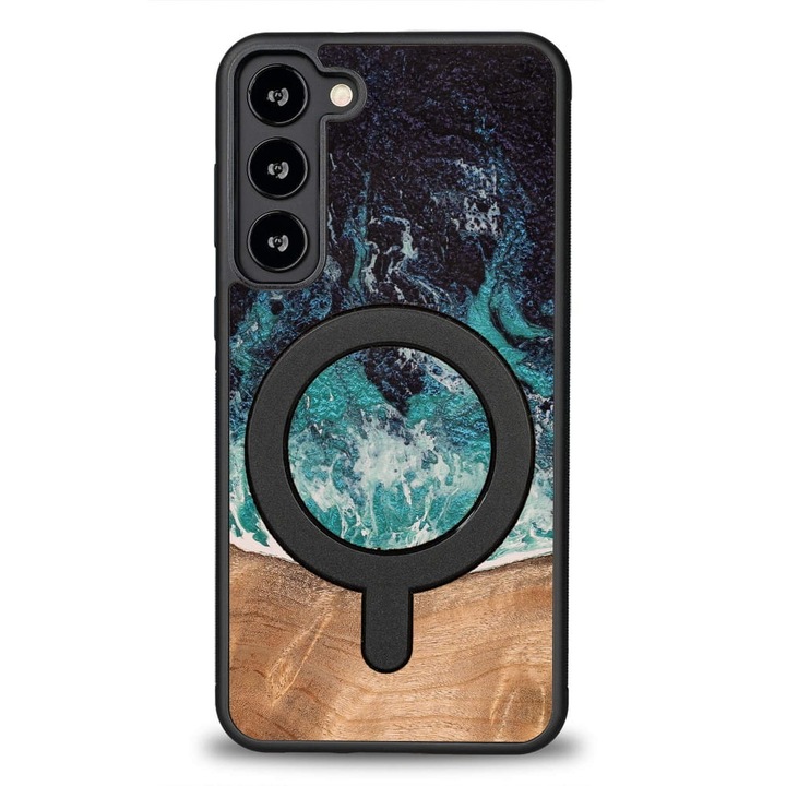 Husa, Bewood Unique - Dream Island Magnet pentru Samsung Galaxy S23 Plus, Albastru-Maro