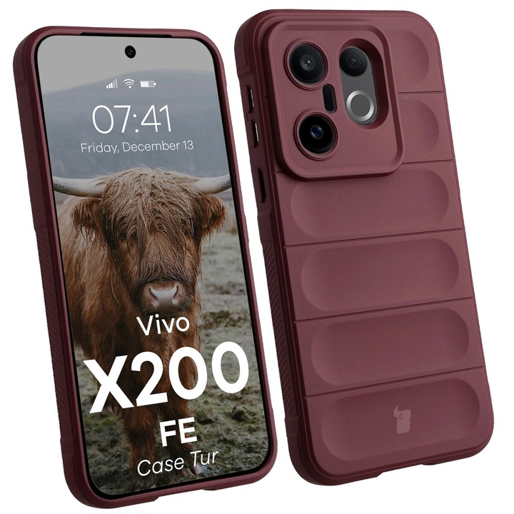 Husa, Bizon Case Tur pentru Vivo X200 FE, Rosu Inchis