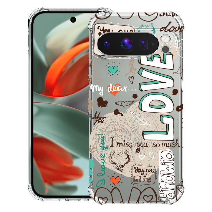 BestCase® Husa Anti Shock 1.5mm Compatibil cu Google Pixel 10 Pro / Pixel 10, cu Design Love, Reinforced 4 Corners, 3119593 AS 25