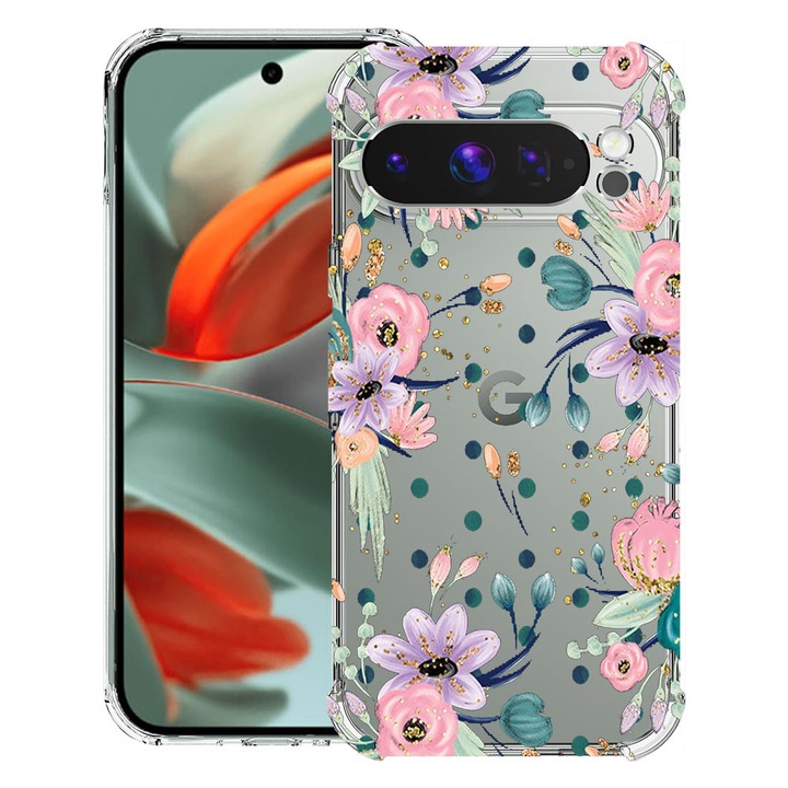 BestCase® Husa Anti Shock 1.5mm Compatibil cu Google Pixel 10 Pro / Pixel 10, cu Design Flowers Collection, Reinforced 4 Corners, 3119593 AS 495