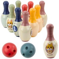Set de bowling pentru copii, LEAN Toys, 10 popice, 2 bile, multicolor, 16cm x 8cm