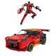 Set de constructie LEAN Toys, Klocki 2w1, robot si masina sport, 335 elemente, rosu-negru, 38,5x26,5x5cm