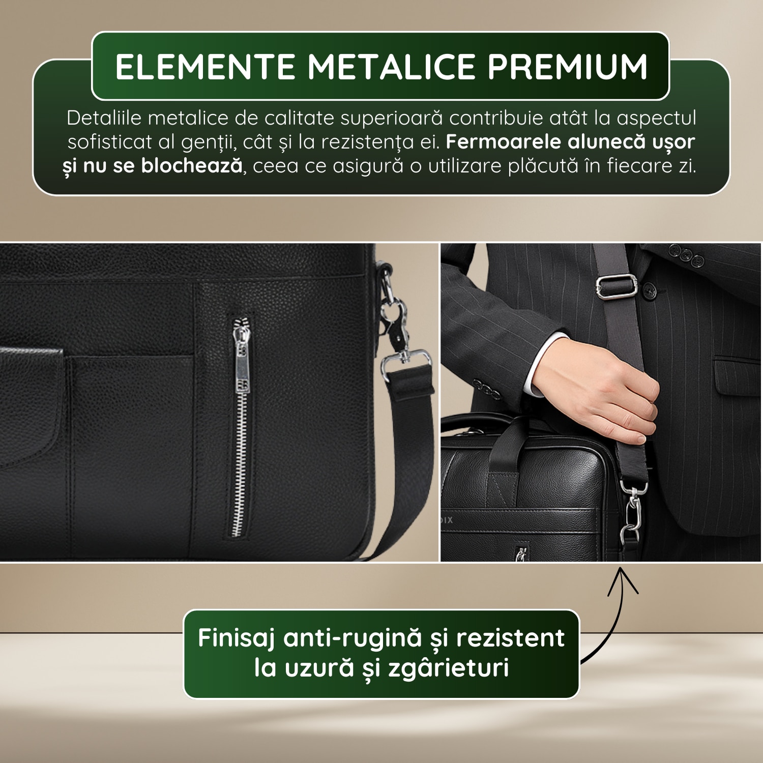 Geanta Laptop Piele Naturala, IMODIX, Compartiment Laptop 14-inch, Spatioasa, Curea De Umar Ajustabila, Multiple Compartimente, Ideala Pentru Birou Si Calatorii, 40x30x7 cm, Model 1116, Neagra
