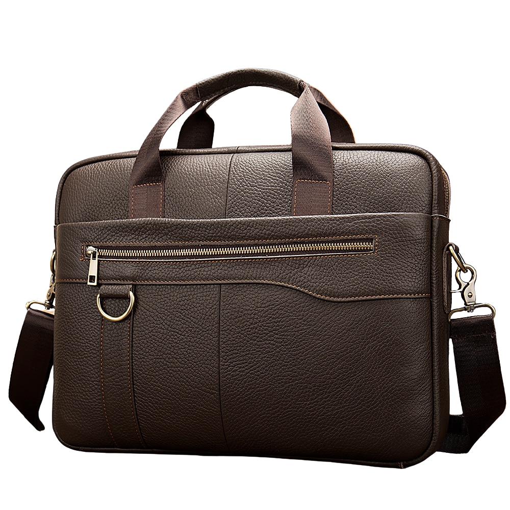 Geanta Laptop Piele Naturala, IMODIX, Compartiment Laptop 14-inch, Spatioasa, Curea De Umar Ajustabila, Multiple Compartimente, Ideala Pentru Birou Si Calatorii, 38.5x28x7 cm, Model 8629, Maro
