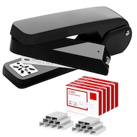 Capsator rotativ la 360 de grade, Axroad Mall, Capsator Acte, 5000 capse 24/6 incluse, Capacitate capsare 50 coli, 8 Tipuri de unghiuri de legare, Legare cu cusatura centrala, Adancime de inserare a hartiei de pana la 95 mm, 140*60mm, Negru