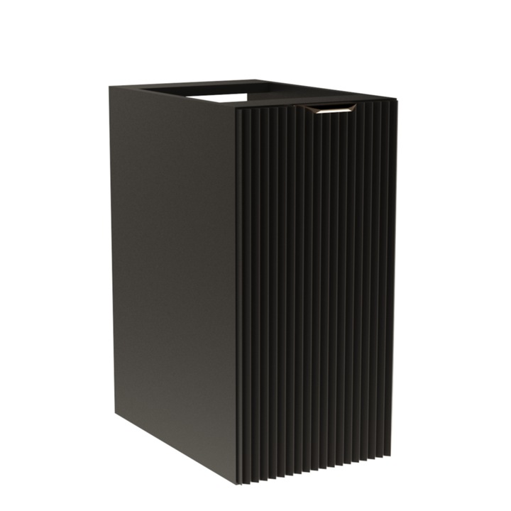 Dulap de baie Wena Meble cu 1 usa, fronturi canelate Willy, fara blat 30x60x47 cm, Negru