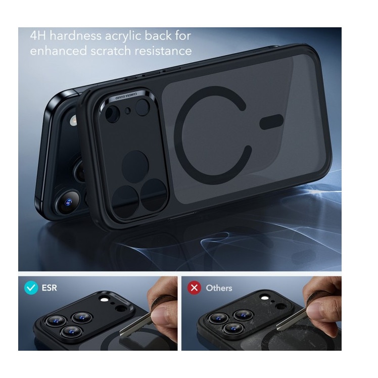 Husa ESR Classic HaloLock Compatibila Cu iPhone 17 Pro, Functie MagSafe, Protectie La Camera, Colturi Intarite, Frost Black