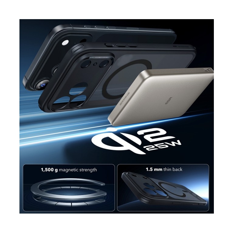 Husa ESR Classic HaloLock Compatibila Cu iPhone 17 Pro, Functie MagSafe, Protectie La Camera, Colturi Intarite, Frost Black
