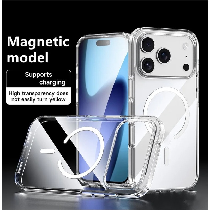 Husa compatibila cu Apple Iphone 17 Pro, Magsafe, Protectie Camere, Rezistent la socuri, Transparent, TSS