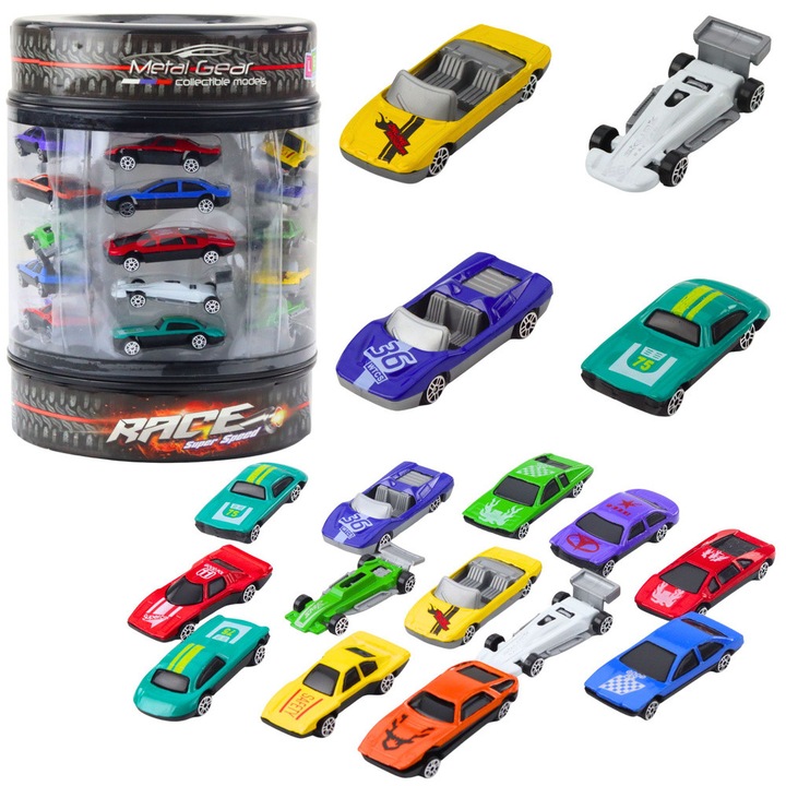Set 25 Masinute Sportive Clasice 1:64, LEAN Toys, Multicolor, 24x17,5x17,5cm