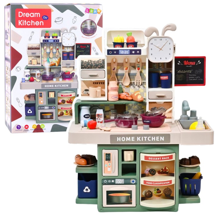 Álomkonyha Gyerekkonyha Készlet, LEAN Toys, fény- és hangeffektekkel, 33 tartozékkal, többszínű, 41,8x34,5x16cm