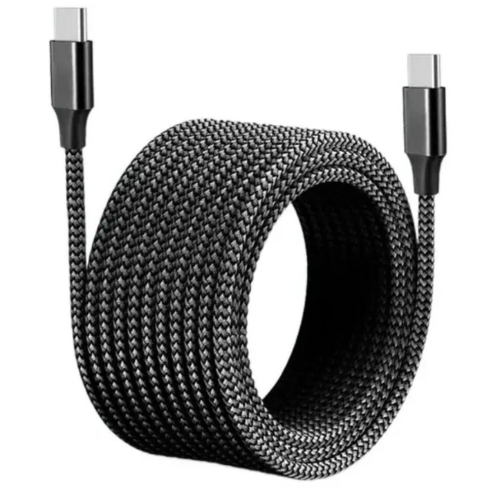 Cablu de date USB-C la USB-C 2m 240W negru, woven