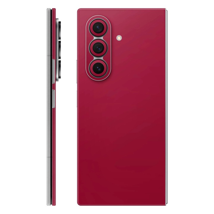 Folie de protectie pentru Samsung Galaxy Z Fold 7, Colectia Unique, Skin Spate cu laterale unite, Mat Rosu