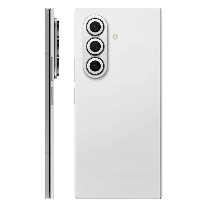 Folie de protectie pentru Samsung Galaxy Z Fold 7, Colectia Unique, Skin Spate cu laterale unite, Mat Alb