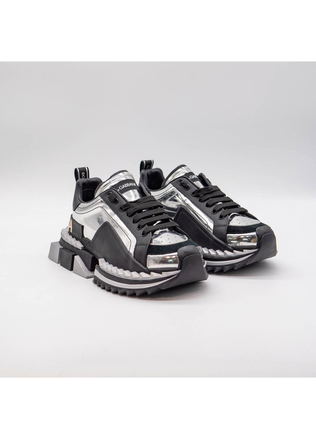 【良品】DOLCE & GABBANA SUPER KING スニーカー　40 Sneakers Dolce & Gabbana Super King, negri cu detalii argintii