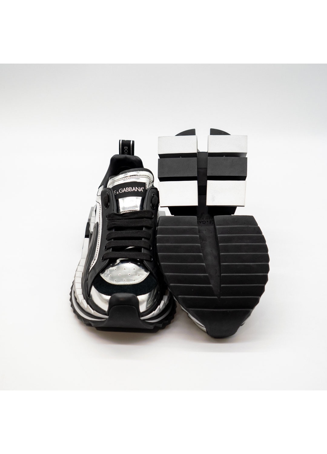 Sneakers Dolce & Gabbana Super King, negri cu detalii argintii