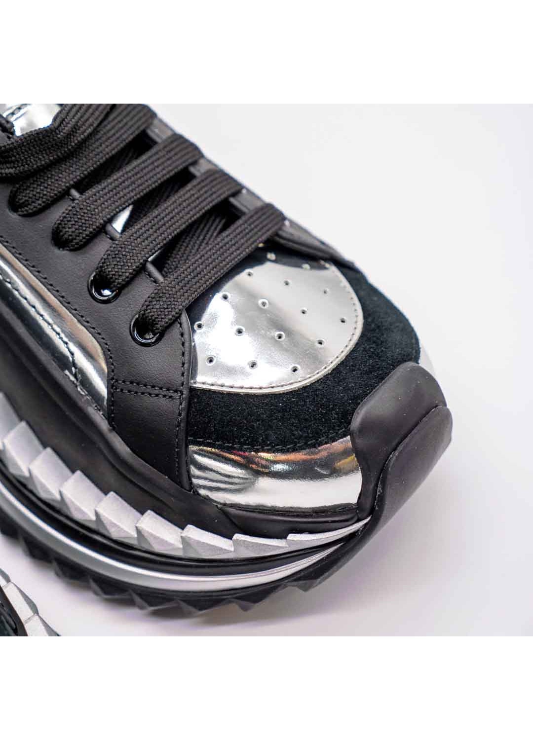 Sneakers Dolce & Gabbana Super King, negri cu detalii argintii
