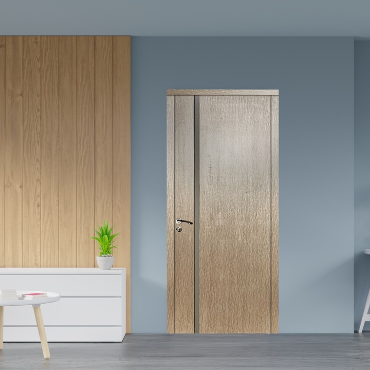 Usa de interior din lemn, cu geam, KMC-035 2000/600 Gri Deschis