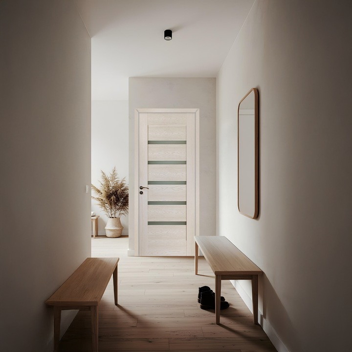 Usa de interior din lemn Combi, cu geam, KMC 032 2000/600 Alb perlat