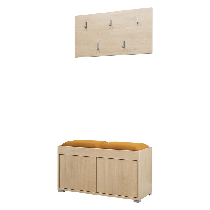 Mobilier pentru hol Alekto VII, MIRJAN 24, stejar cremona + galben
