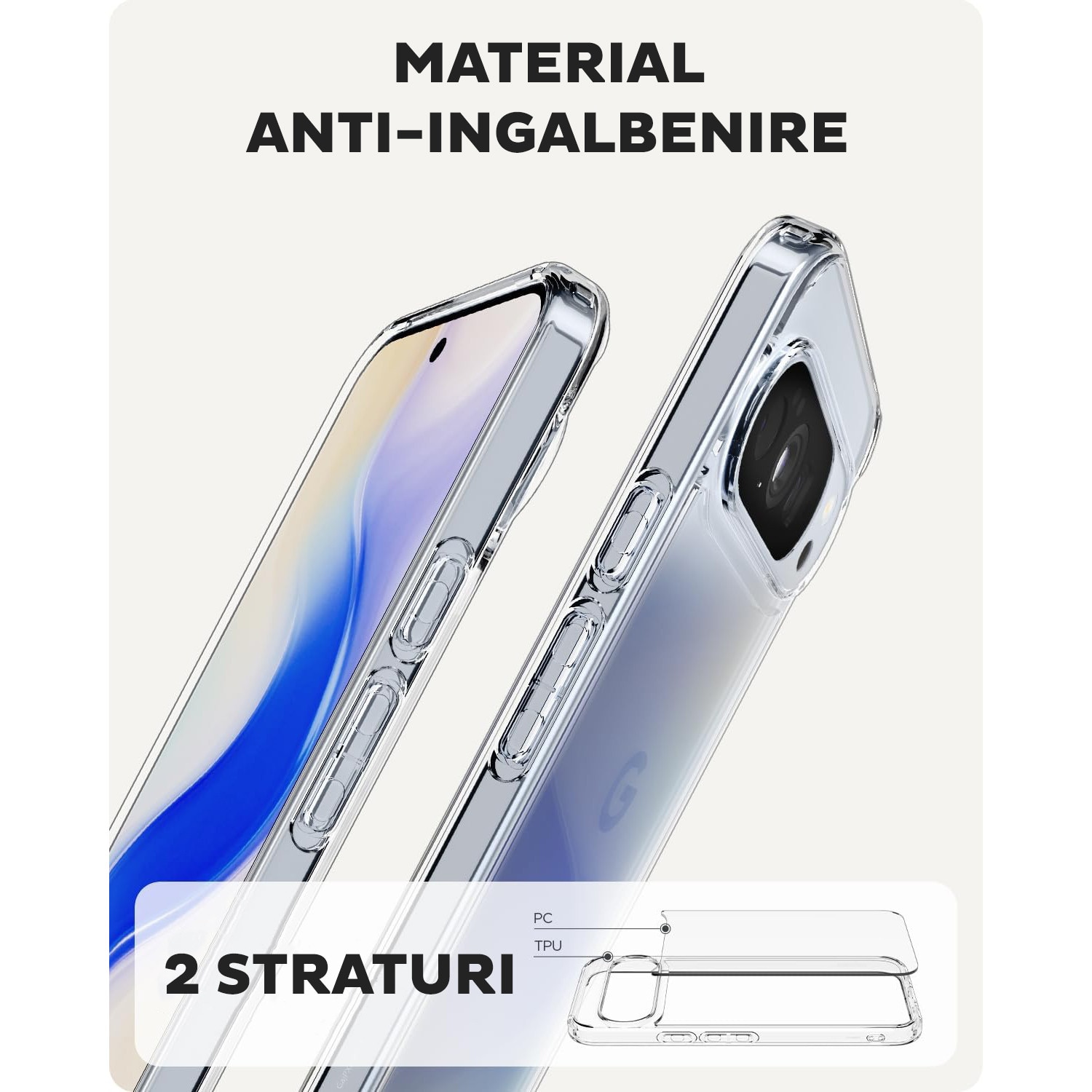 Husa pentru Google Pixel 10 / 10 Pro Daden® Transparent Clear, Protectie Camera, Antisoc, Transparenta