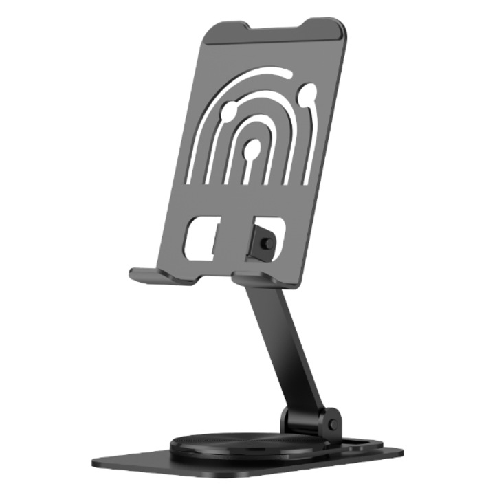 TOROUP TC-H03 asztali telefontartó, alumínium, 360 fokban állítható, fekete