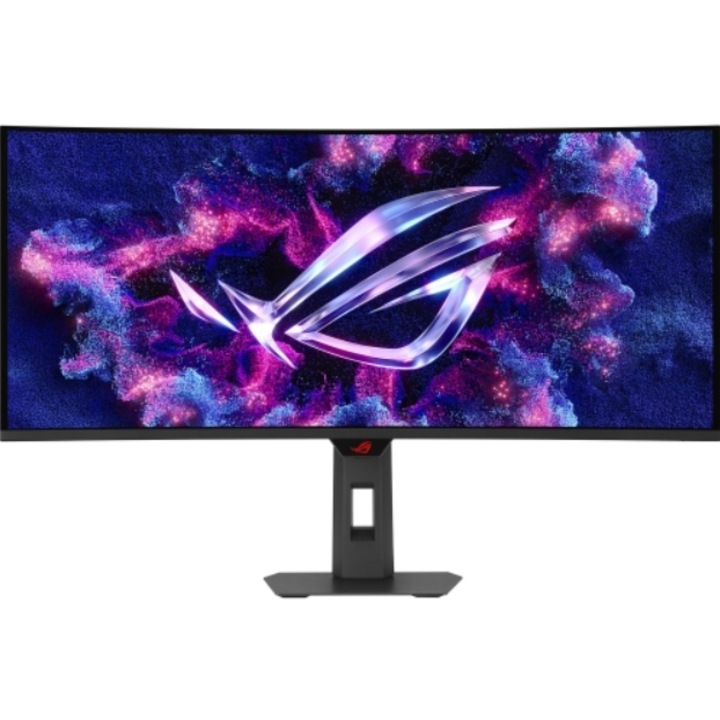 QD-OLED Gamer Monitor ASUS ROG Strix 34" XG34WCDG, UWQHD 3440 x 1440, HDMI, DisplayPort, Ívelt kijelző, 175 Hz, 0.03 ms Fekete