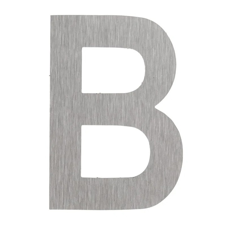 Litera Casa B Autoadeziva, Inox, 50 mm, Argintie, pentru Poarta/Usa/Exterior/Interior, Shopiens