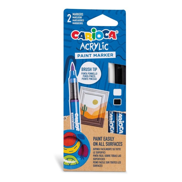 Маркер с акрилна боя и връх четка Кариока 2 бр./компл