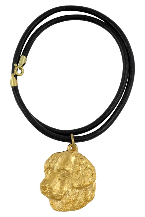 Colier Golden Retriever, Art-Dog, Placat cu aur, Negru/Auriu