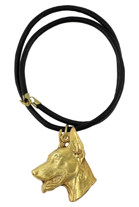 Colier Doberman, Art-Dog, Placat cu aur, Negru/Auriu