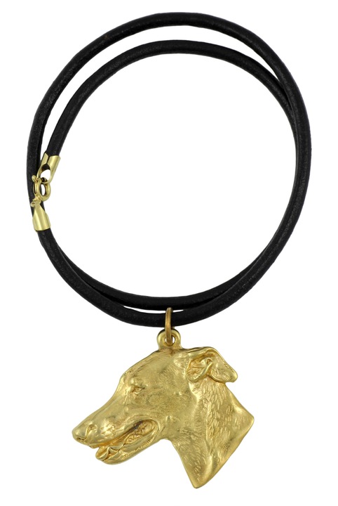 Colier Greyhound, Art-Dog, Placat cu aur, Negru/Auriu
