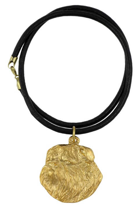 Colier Griffon de Bruxelle, Art-Dog, Placat cu aur, Negru/Auriu