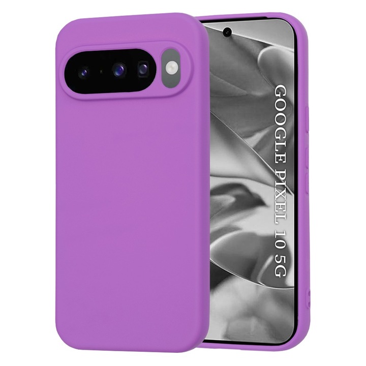 Google Pixel 10 / 10 Pro Daden® Puha szilikon tok, Ultra vékony, Fokozott védelem, Mikroszálas belső, Sötétlila