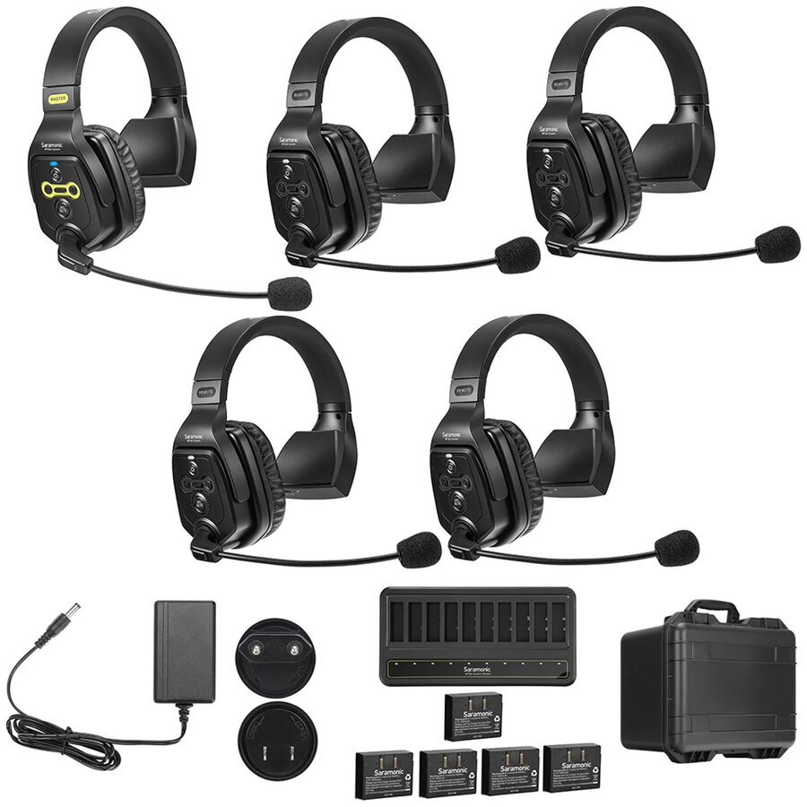 Solutie intercom completa Saramonic WiTalk WT5S, 5 persoane, Full-Duplex, 1.9GHz, single-ear