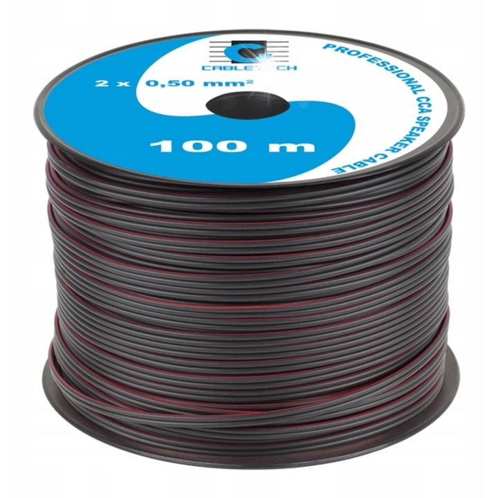 Audiokábelek, 2 x 0,5 mm, 100 m, fekete