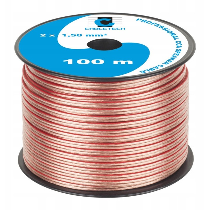 Audiokábelek, Cabletech, CCA KAB0358, 2x1.5mm, átlátszó, 100m