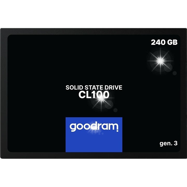 SSD meghajtó 240GB CL100, 2,5", SATA III, 520MB/s olvasás, 400MB/s írás, fekete