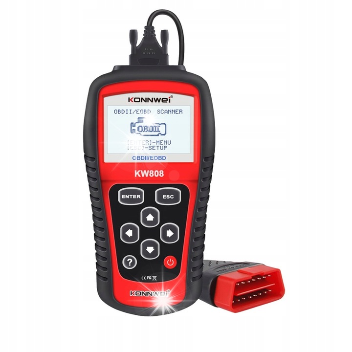 Диагностичен скенер OBD2 Konnwei KW808, поддържа всички OBDII превозни средства, бърза диагностика, LCD екран, компактни размери